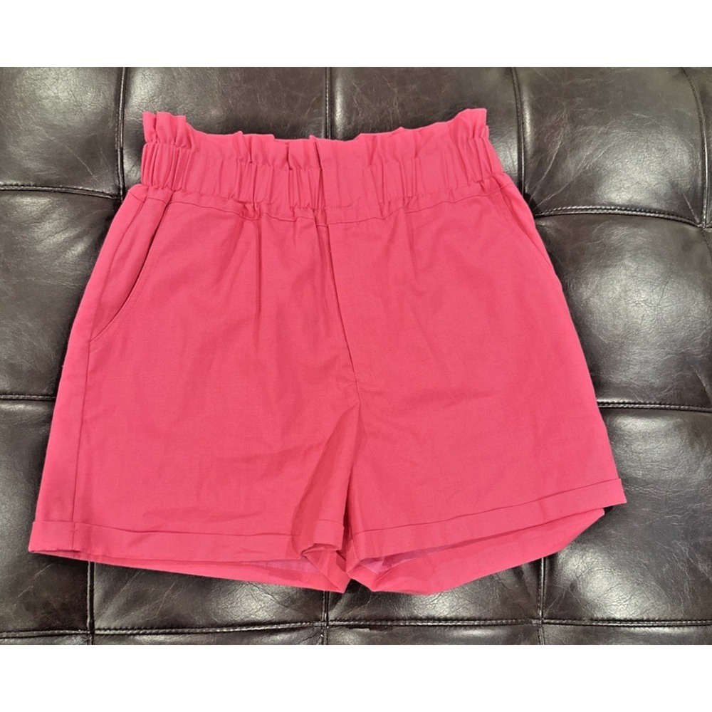 OPT Women Size Small Paper Bag High Waist Shorts Mix Blend Hot Pink Barbie Vibes